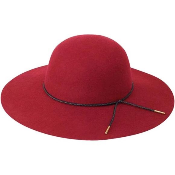 Retro Wide Brim Large Floppy Panama Hat Wine Red
